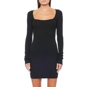 Eterne Square Neck Mini Dress in Black S